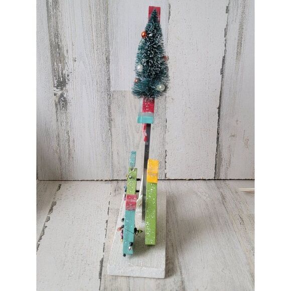 Joy snowman sled tree figure Xmas Decor bird heart glitter - Picture 6 of 7